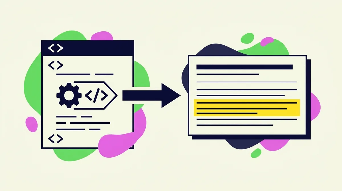 Diagram alur tag meta description di HTML menjadi snippet di hasil pencarian Google