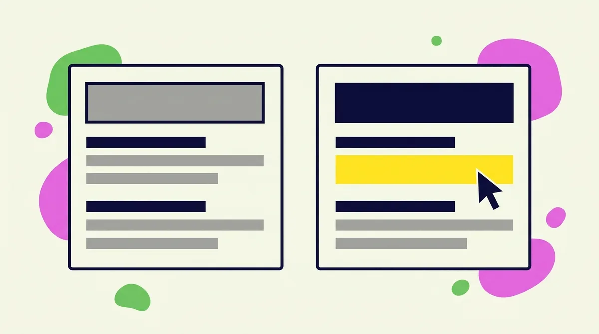 Perbandingan dua snippet hasil pencarian, satu generik dan satu dengan meta description spesifik