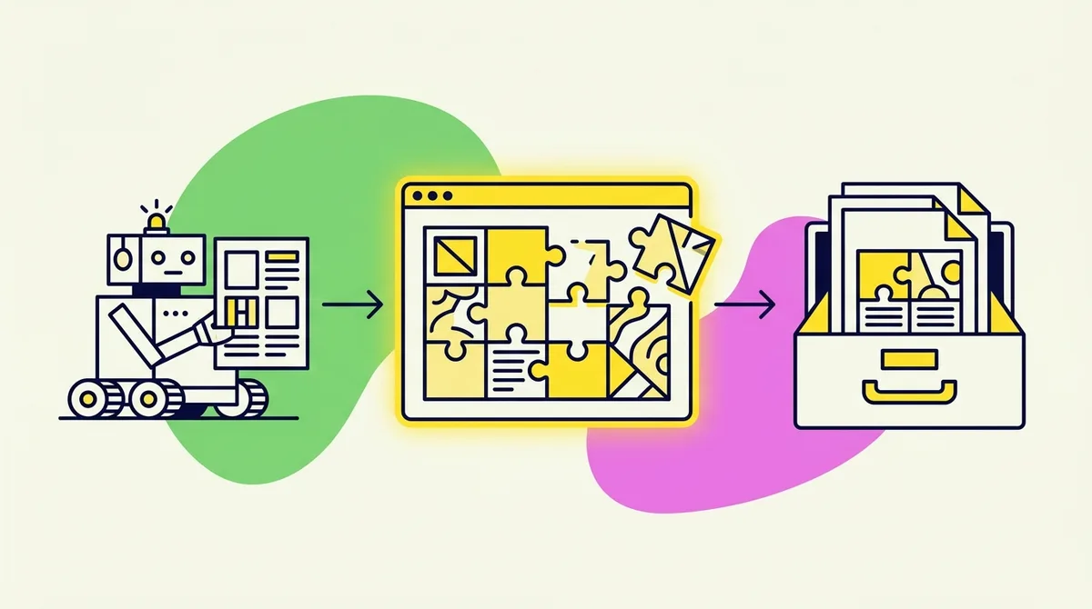 Diagram tiga fase Google memproses halaman: crawling, rendering, dan indexing