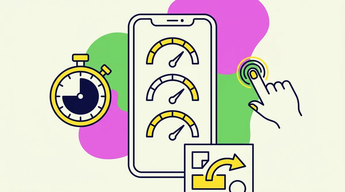Ilustrasi tiga metrik Core Web Vitals: waktu muat, respons ketukan, dan pergeseran tata letak